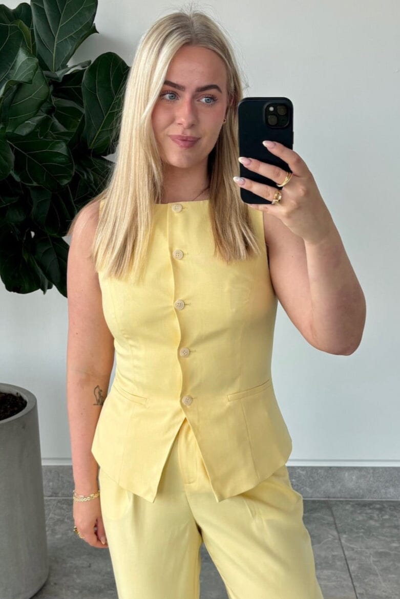 Forudbestilling - Pieces - Pcjoline Sl Boatneck Waistcoat - 4974697 French Vanilla Frakker