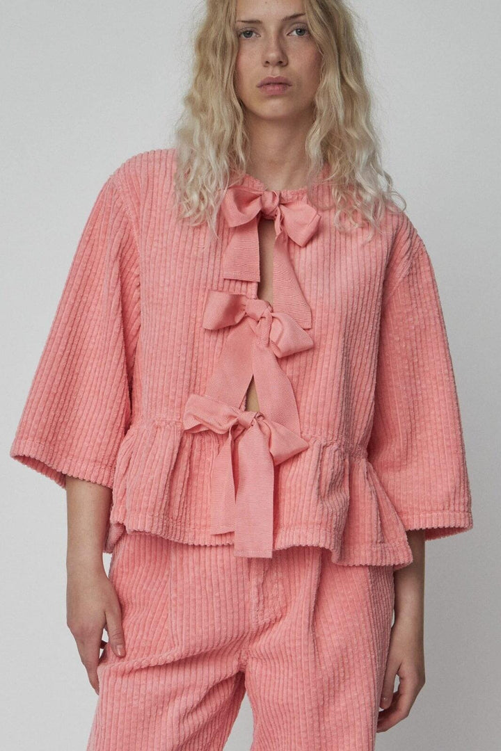 Stella Nova - Corduroy Bow Blouse - 567 Amazing Pink Skjorter
