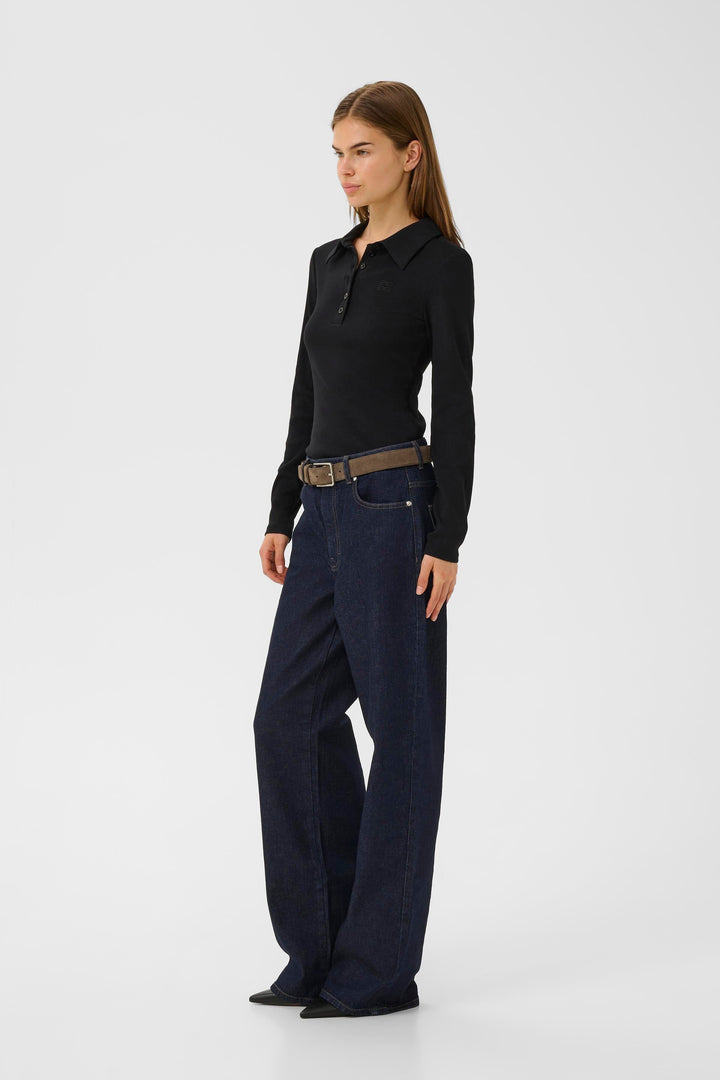 Gestuz - Gzdrew Ls Polo Top 10910690 - 100017 - Black Bluser
