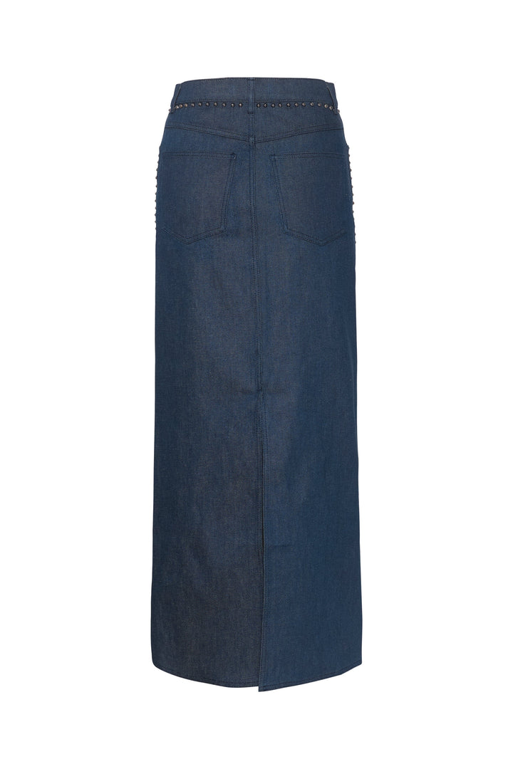 Gestuz - RockieGZ HW long skirt - Dark blue Unwashed Nederdele