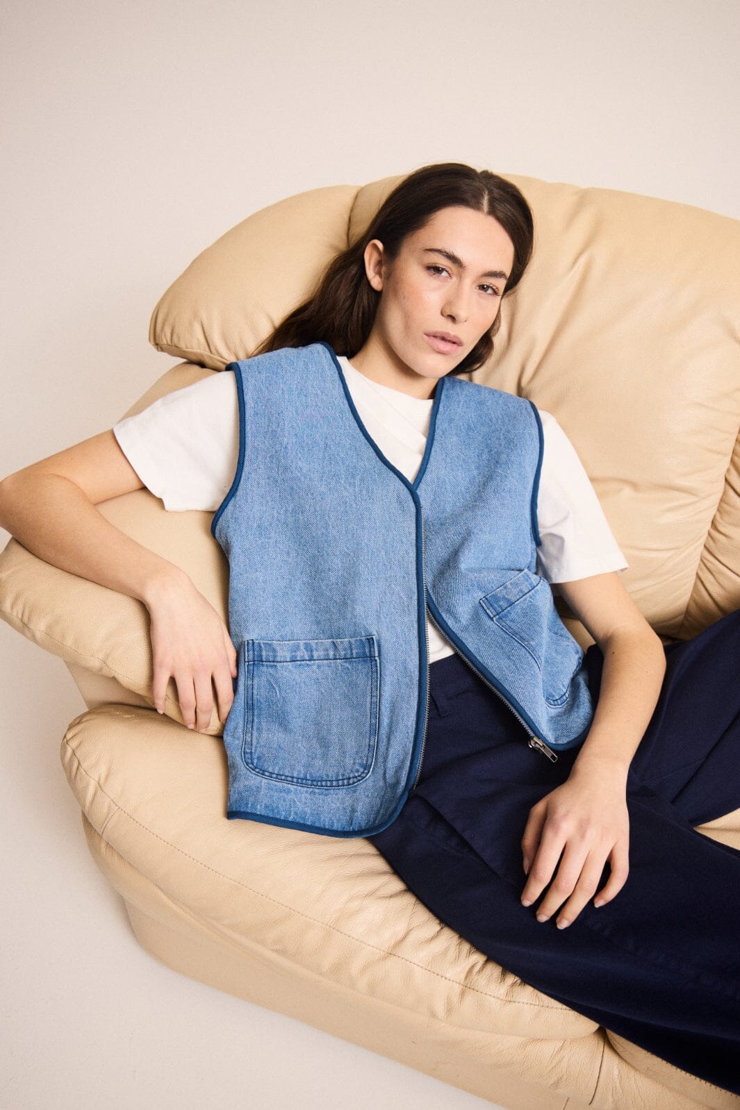 Ichi - Ihhiramo Wa - 200393 Authentic Mid Blue, Denim Jakker