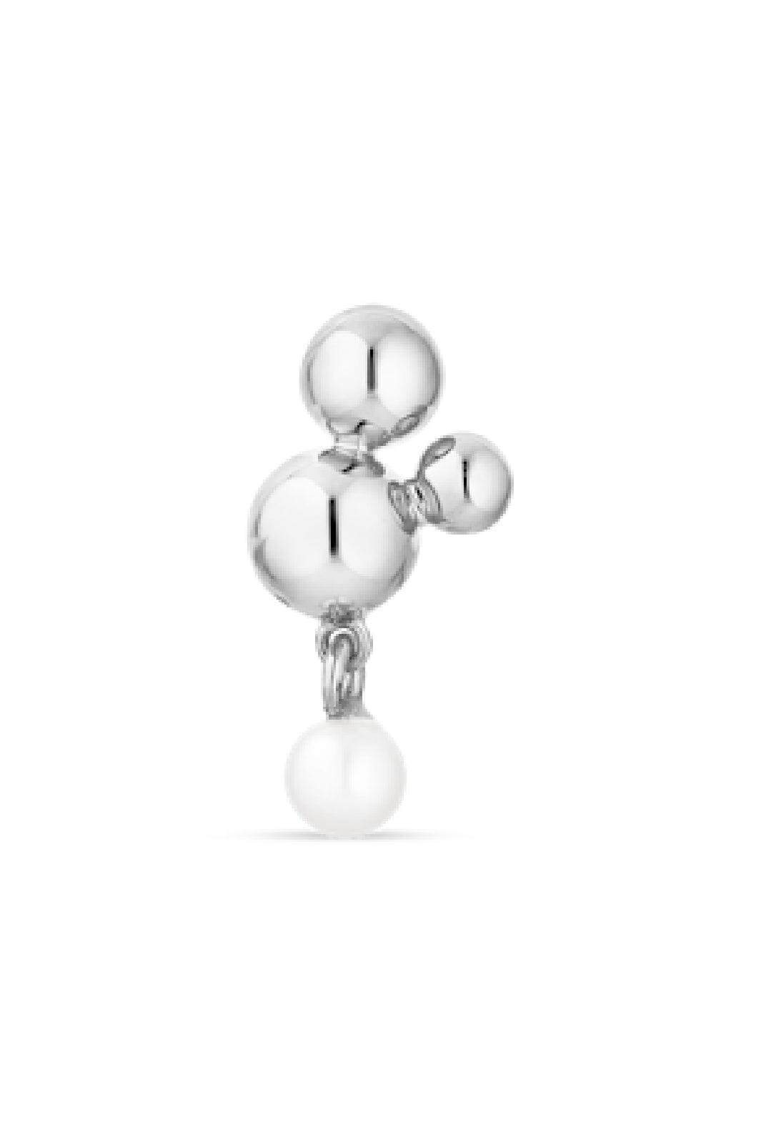 Jane Kønig - Atomic Stud w. pearl pendant - Forsølvet Øreringe
