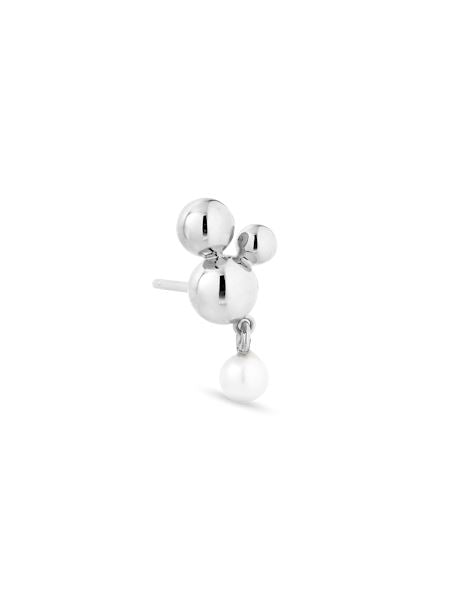 Jane Kønig - Atomic Stud w. pearl pendant - Forsølvet Øreringe