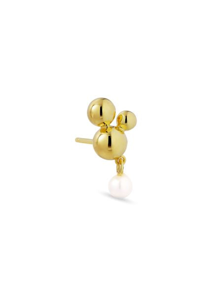 Jane Kønig - Atomic Stud w. pearl pendant - Guld Øreringe