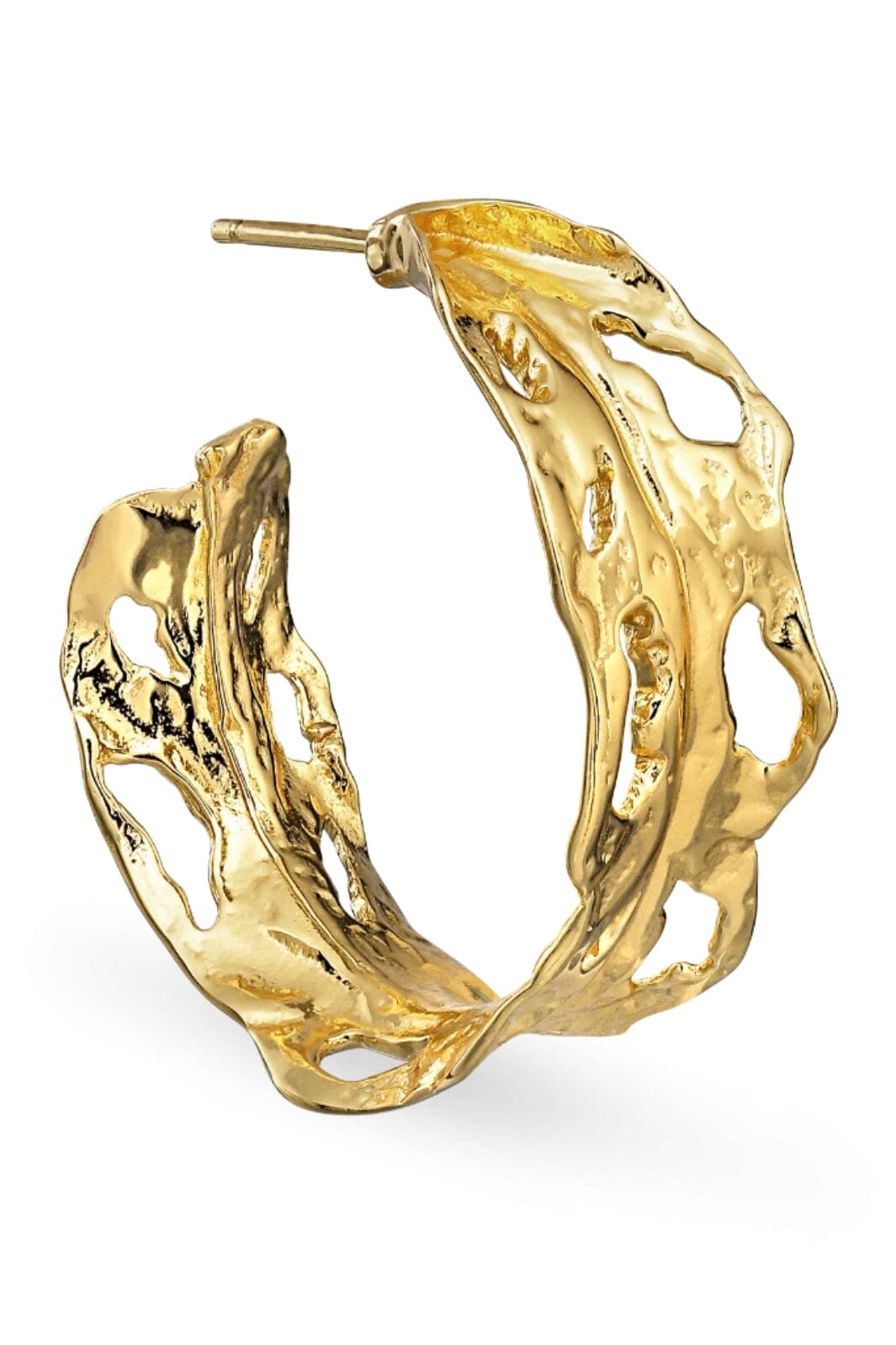 Jane Kønig - Big Leaf Hoop - Forgyldt Øreringe