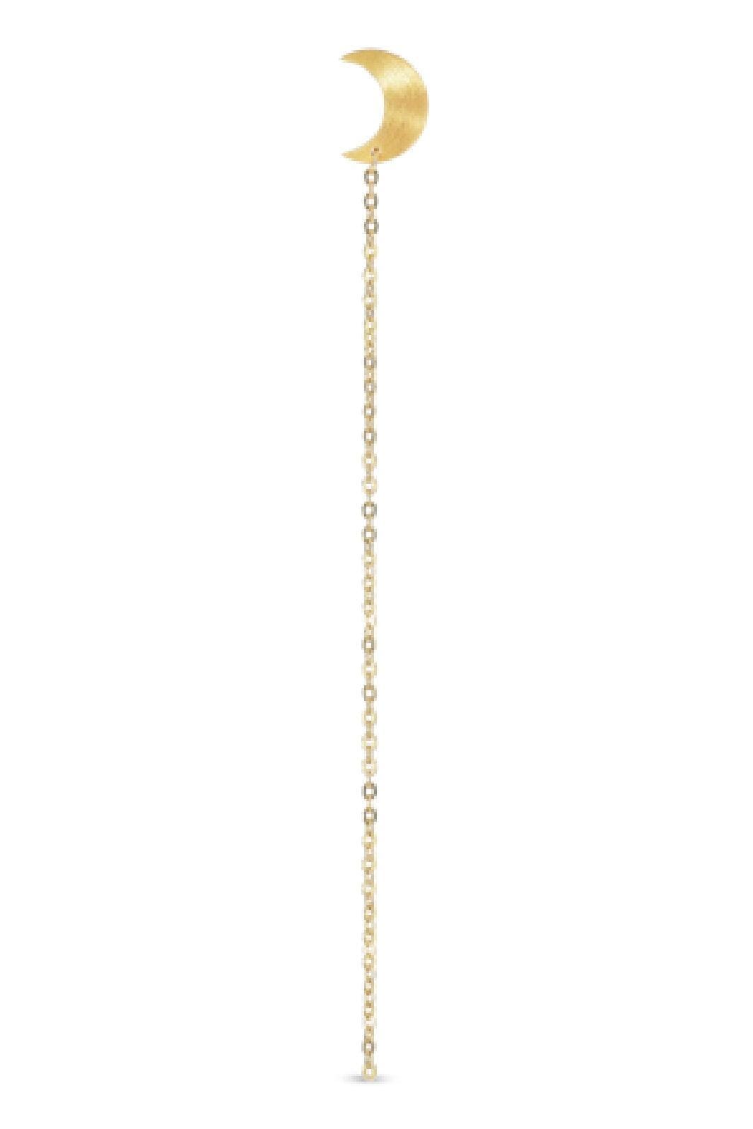 Jane Kønig - Half Moon Chain Stud - Golden Øreringe
