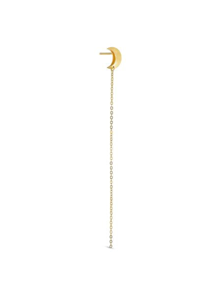 Jane Kønig - Half Moon Chain Stud Right - Gold Øreringe