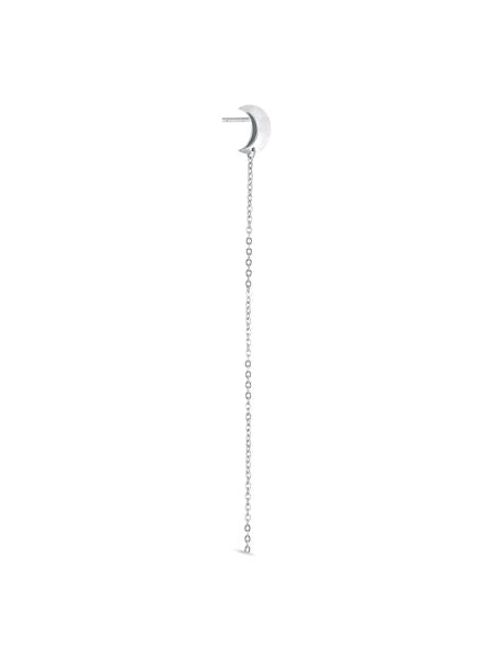 Jane Kønig - Half Moon Chain Stud Right - Silver Øreringe