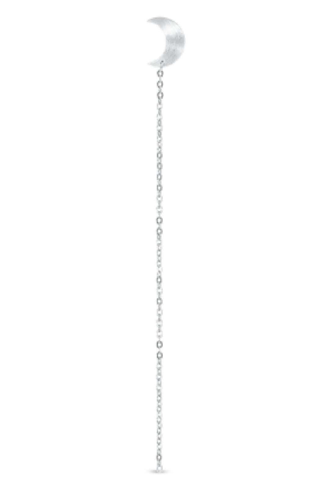 Jane Kønig - Half Moon Chain Stud Right - Silver Øreringe