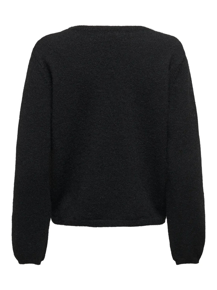JDY - Jdyalva Life L/S Embellish Pullover Knt - 4907581 Black Silver Embellishment Strikbluser