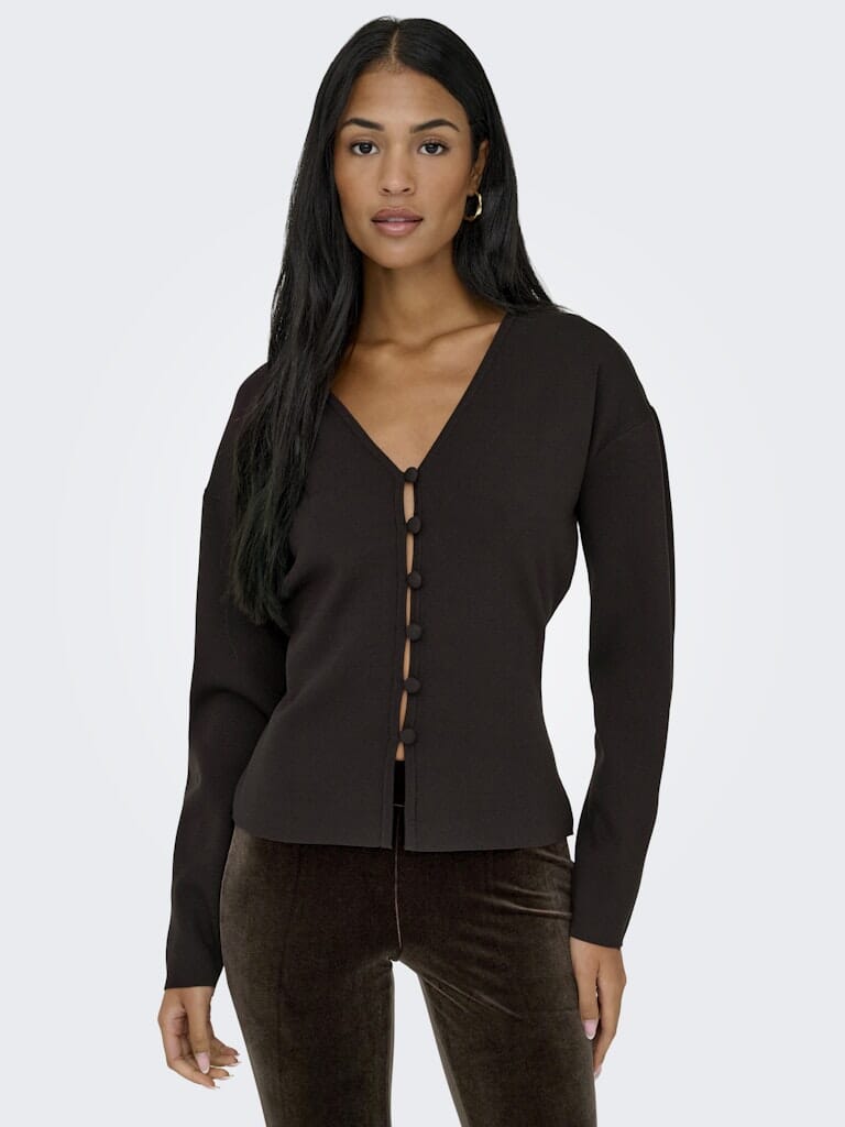 JDY - Jdyastra L/S Reversible Cardigan Knt - 4992128 Chocolate Torte Cardigans