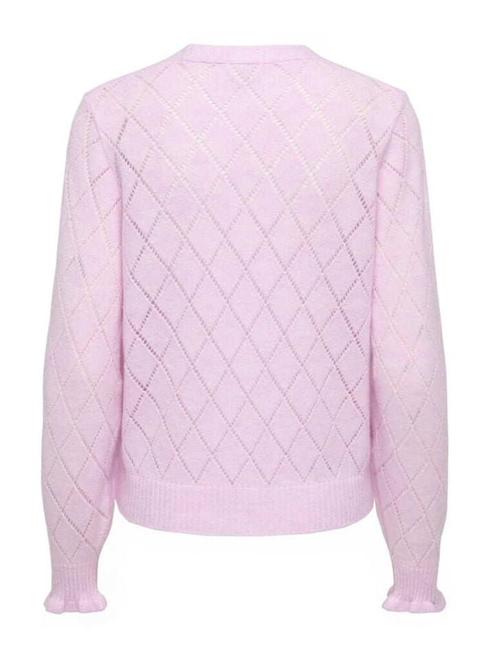 JDY - Jdyletty L/S V-Neck Struc Cardi Knt - 4963471 Pink Lady Melange Cardigans