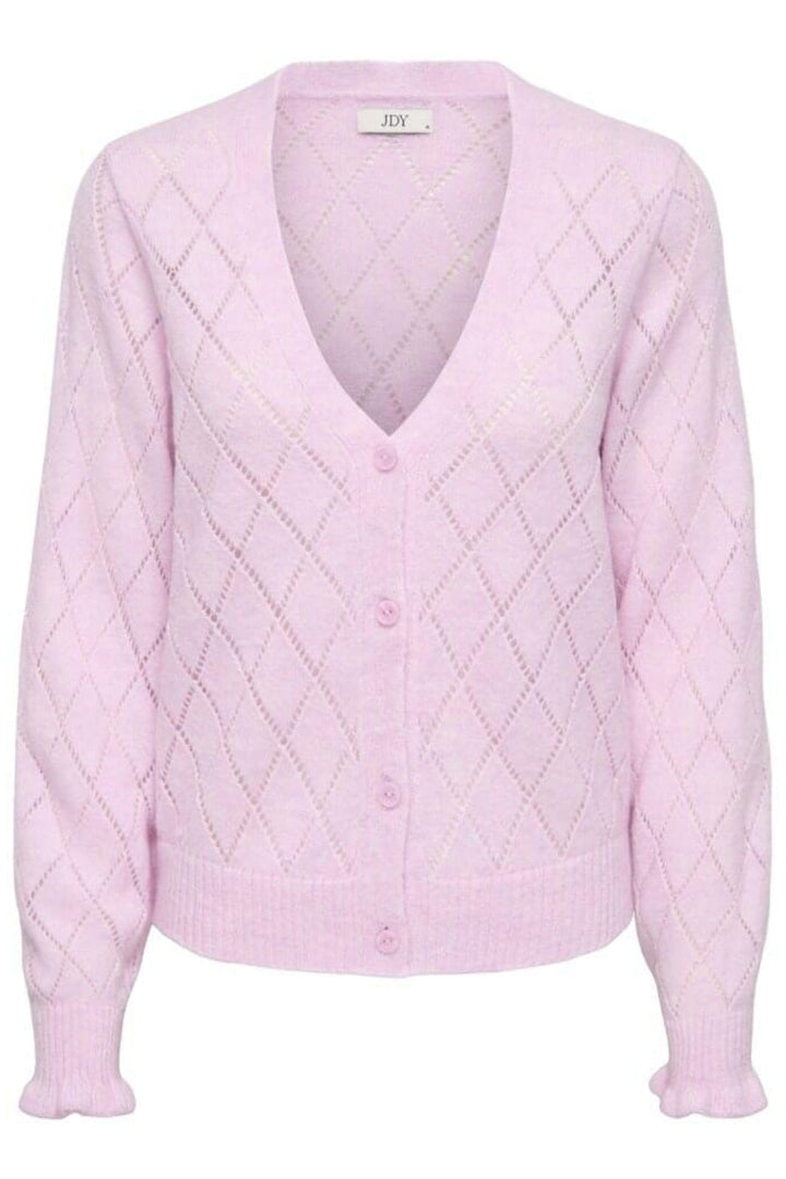 JDY - Jdyletty L/S V-Neck Struc Cardi Knt - 4963471 Pink Lady Melange Cardigans