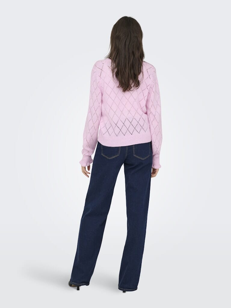 JDY - Jdyletty L/S V-Neck Struc Cardi Knt - 4963471 Pink Lady Melange Cardigans