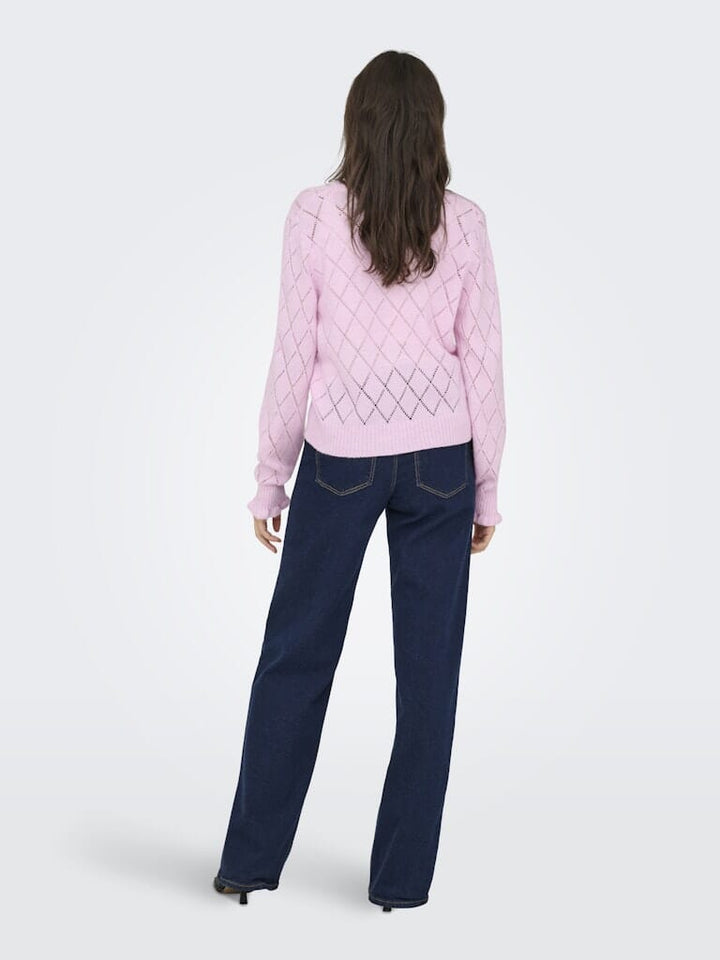 JDY - Jdyletty L/S V-Neck Struc Cardi Knt - 4963471 Pink Lady Melange Cardigans