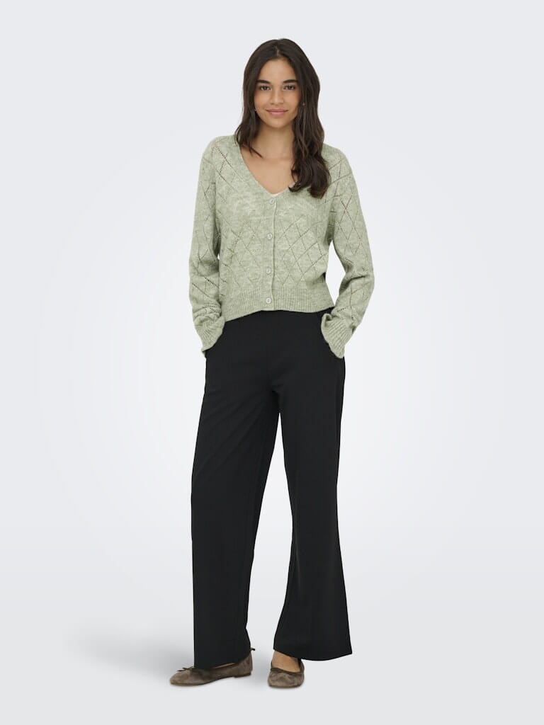 JDY - Jdyletty L/S V-Neck Struc Cardi Knt - 4963472 Seagrass Melange Cardigans