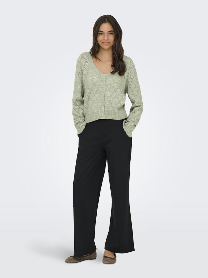 JDY - Jdyletty L/S V-Neck Struc Cardi Knt - 4963472 Seagrass Melange Cardigans