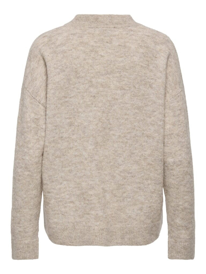 JDY - Jdyluna L/S O-Neck Pullover Knt - 4907506 Beige Melange Strikbluser