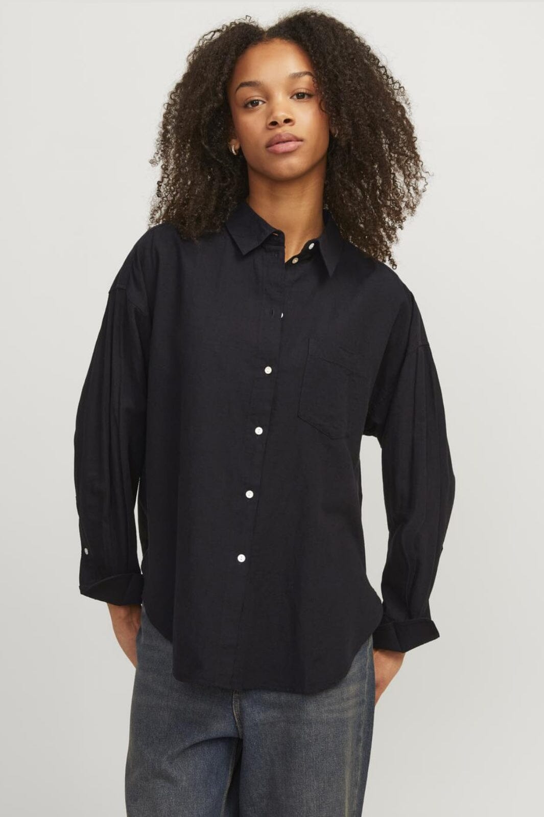 Jjxx - Jxjamie Ls Rlx Linen Blend Shirt Sn - 4493799 Black Skjorter
