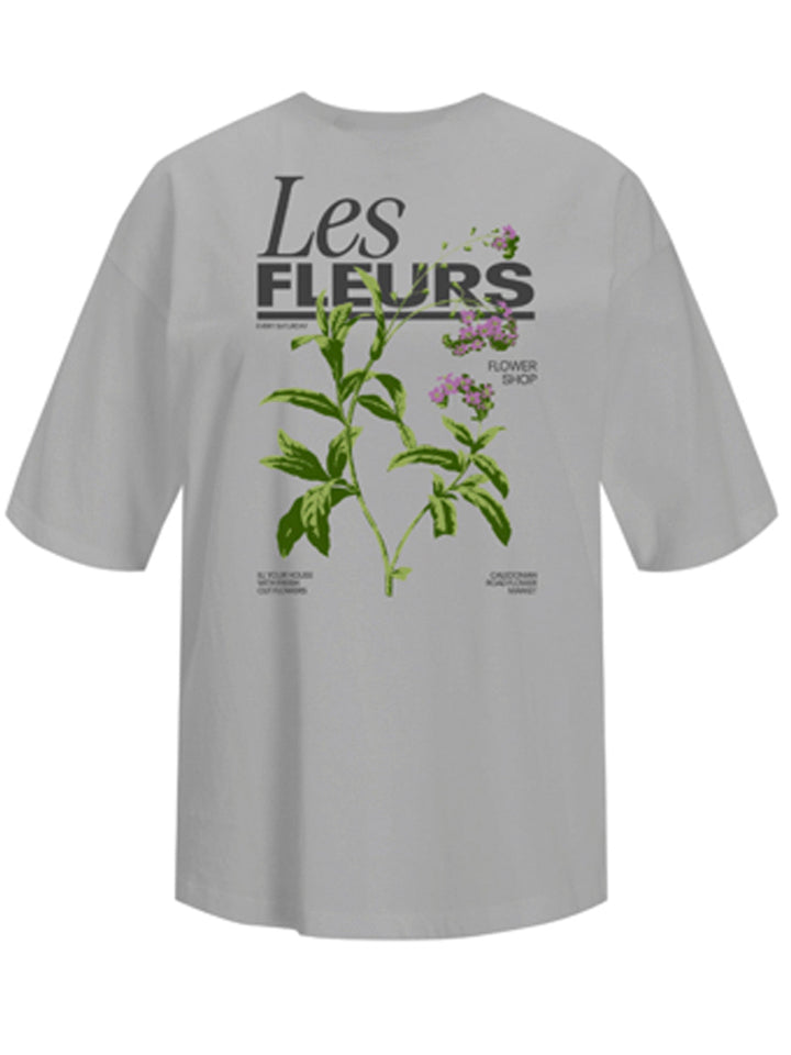Jjxx - Jxmillow Loose Ss Tee - 4810440 Ultimate Grey Les Fleurs T-shirts