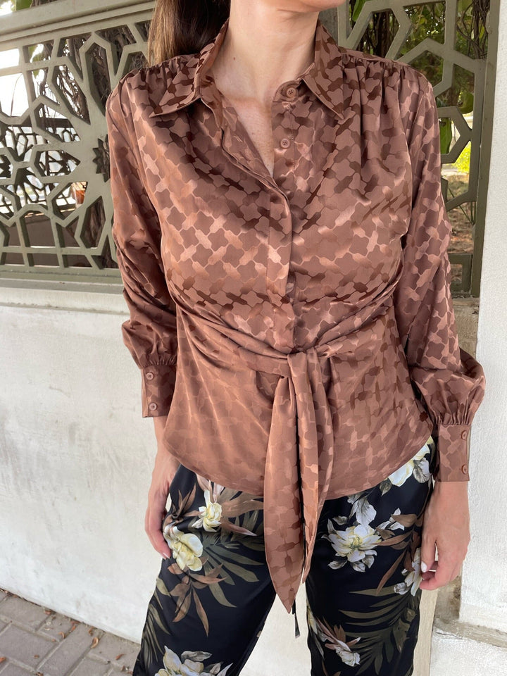 Karmamia - Lee Shirt - Camel Keffiyeh Jacquard Skjorter