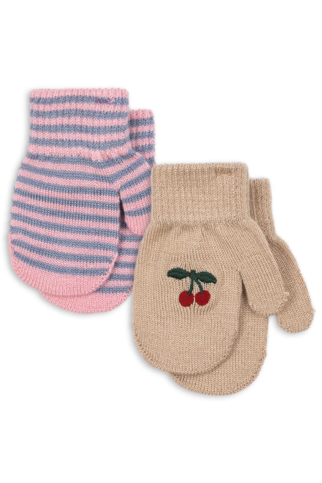 Konges Sløjd - 2 Pack Filla Mittens Ks103431 - Cherry/stripe