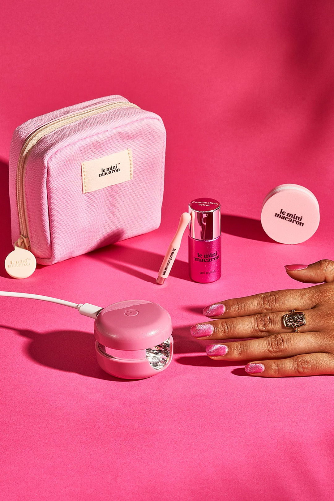 Le Mini Macaron - Gel Manicure Kit Travel Pouch Magnetic Nyhed! KIT027 - Velvel Cat Eye Kit Negleting