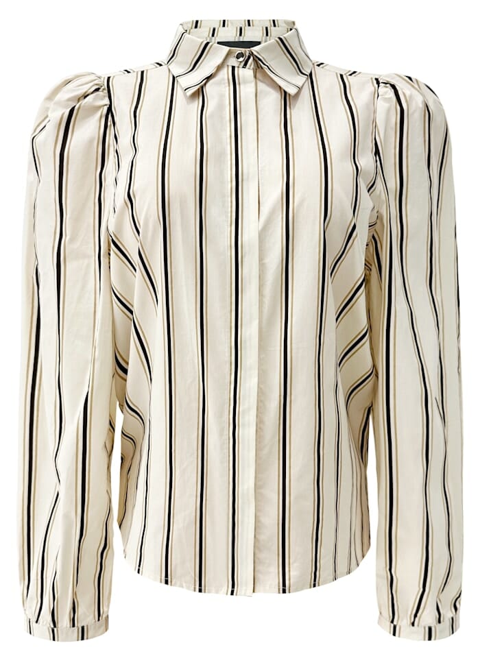 Liberte - Flora Ls Blouse 21598 - Ivory Black Stripe Skjorter