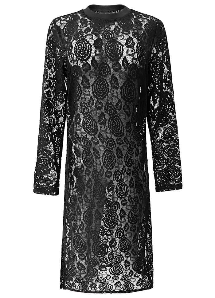 Liberte - Lacy Ls Long Dress 22272 - Black Lace Kjoler