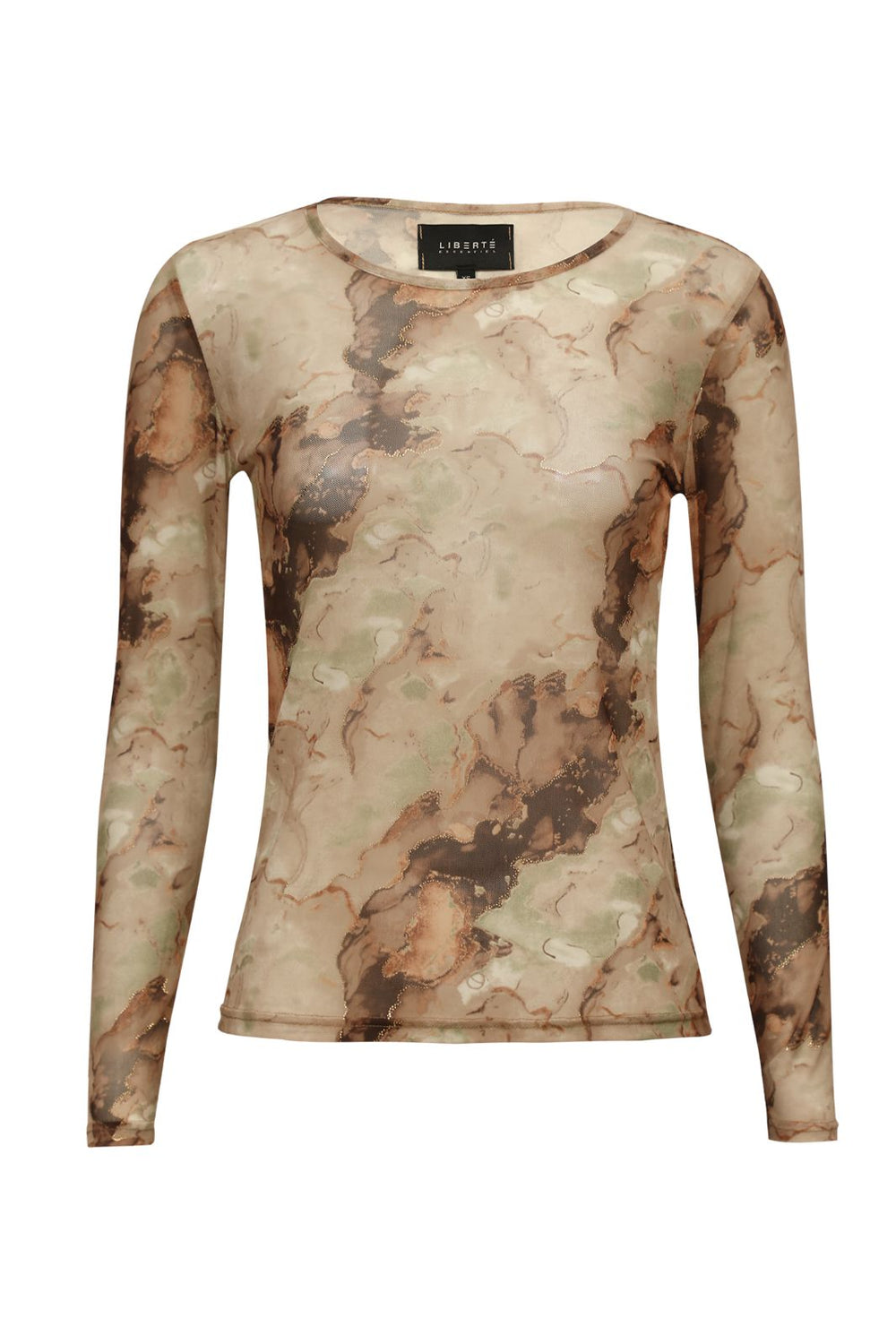 Liberte - Mesh-Ls-Tshirt 22065 - Brown Gold Marble T-shirts