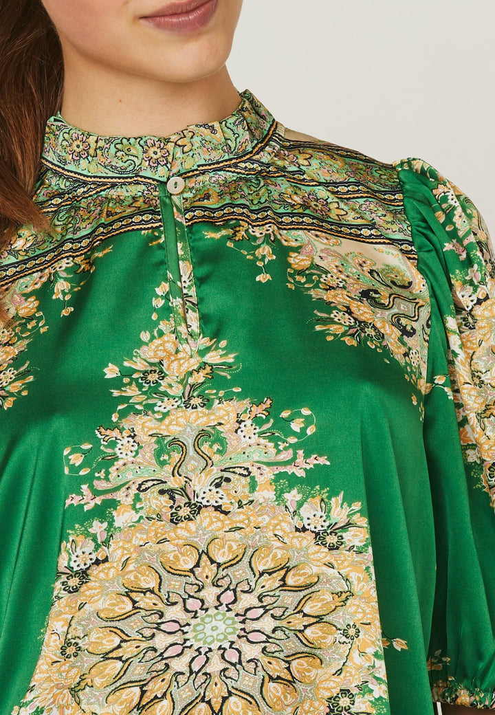 Love & Divine - Love910-8 - 801 Green Paisley Bluser