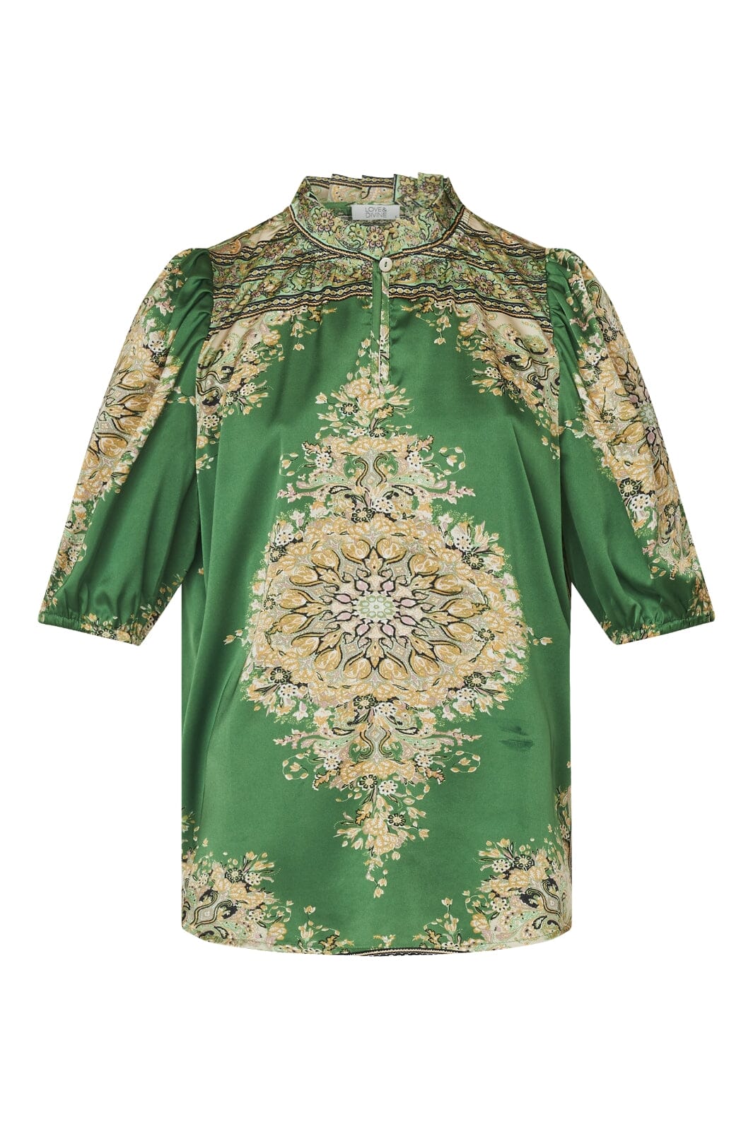 Love & Divine - Love910-8 - 801 Green Paisley Bluser