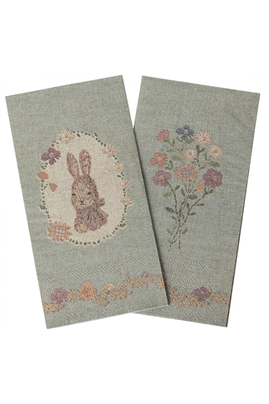 Maileg - Napkin, Lapin De Pâques - Green/Rose Køkkentilbehør