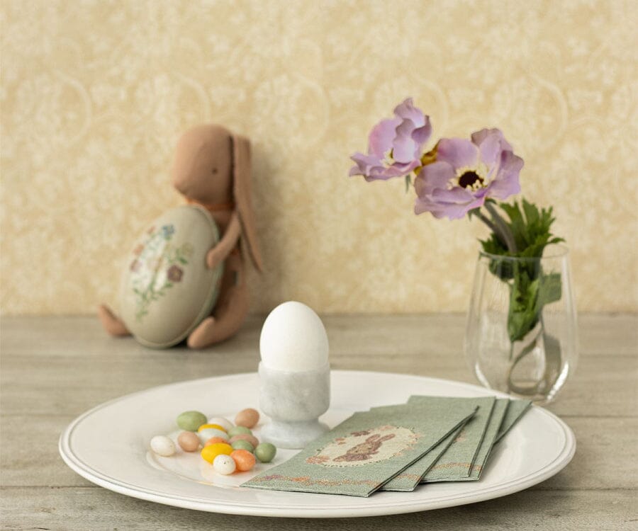 Maileg - Napkin, Lapin De Pâques - Green/Rose Køkkentilbehør