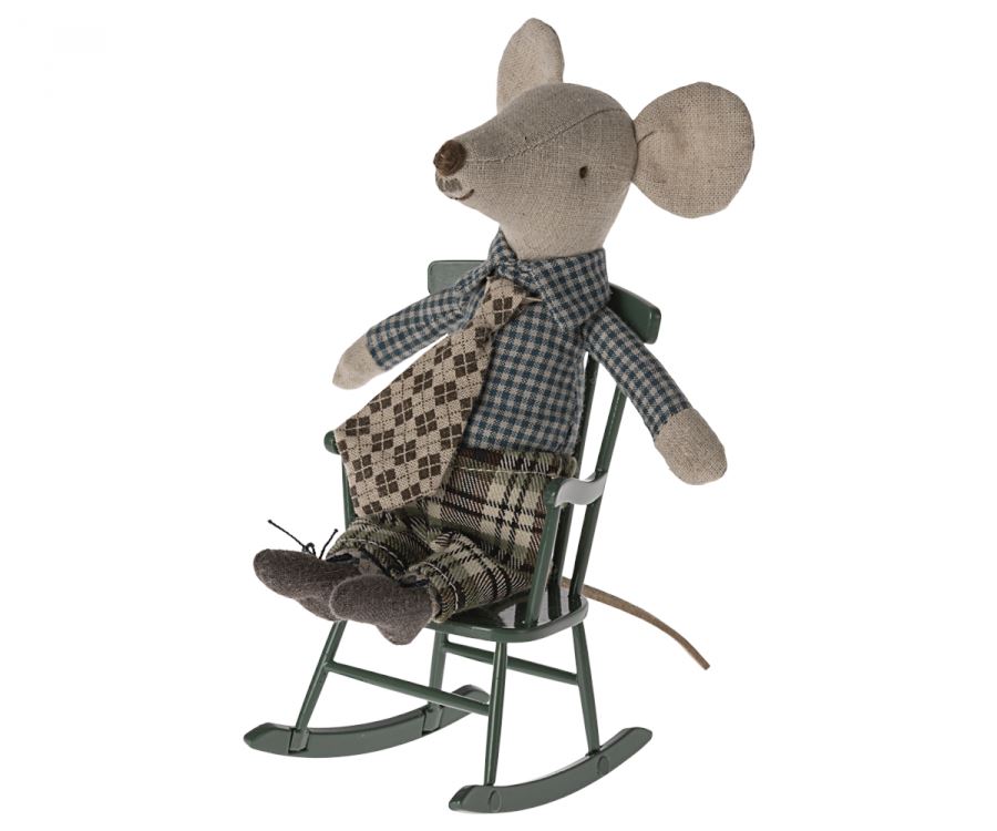 Maileg - Rocking Chair, Mouse - Dark Green Legetøj