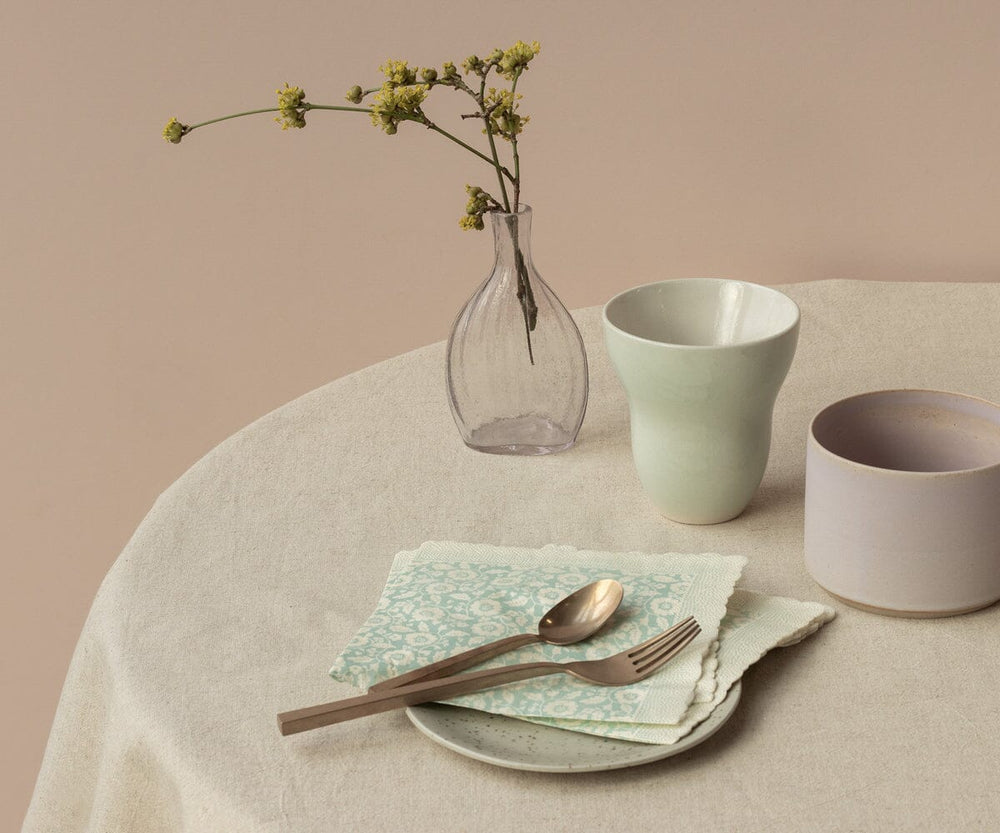 Maileg - Serviet, Blomster - Mint - 15 Cm X 15 Cm Legetøj