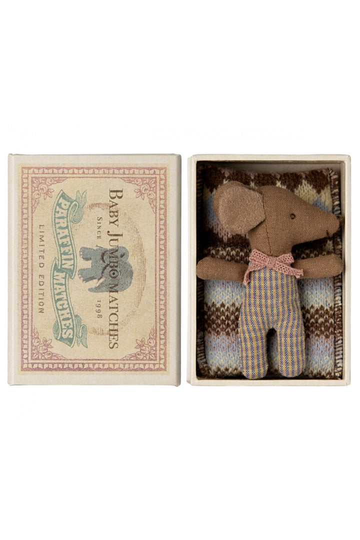 Maileg - Sleepy Wakey Baby Mouse In Matchbox - Rose Legetøj