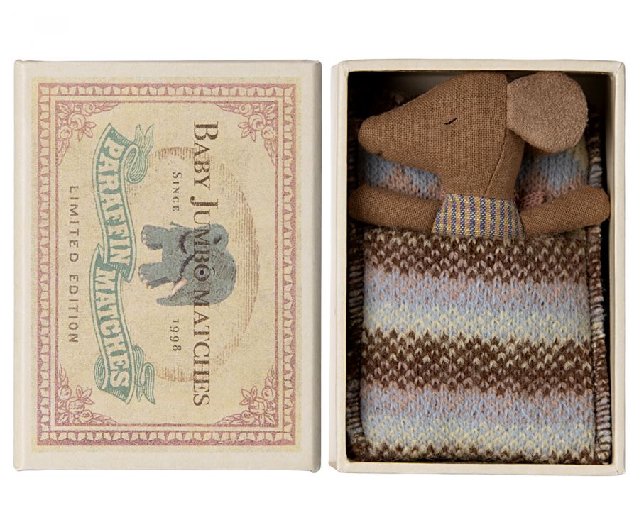 Maileg - Sleepy Wakey Baby Mouse In Matchbox - Rose Legetøj