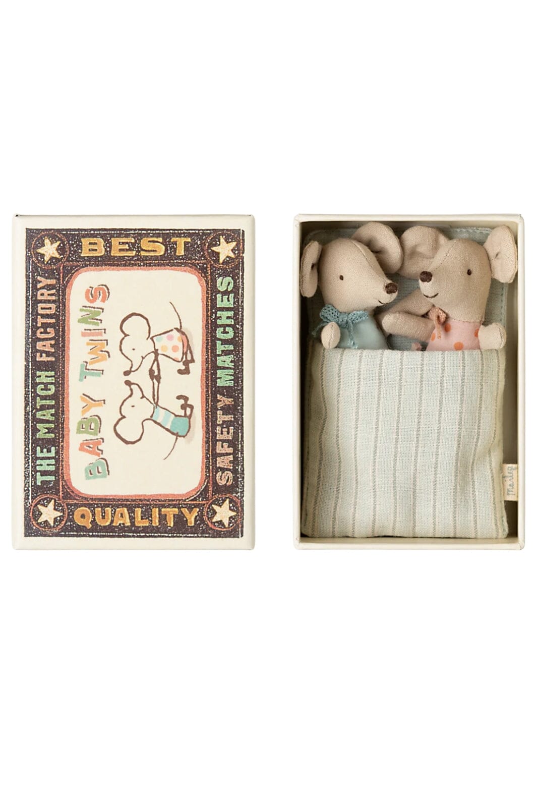 Maileg - Tvillinger, Baby Mus I Tændstikæske - Baby Mouse Legetøj