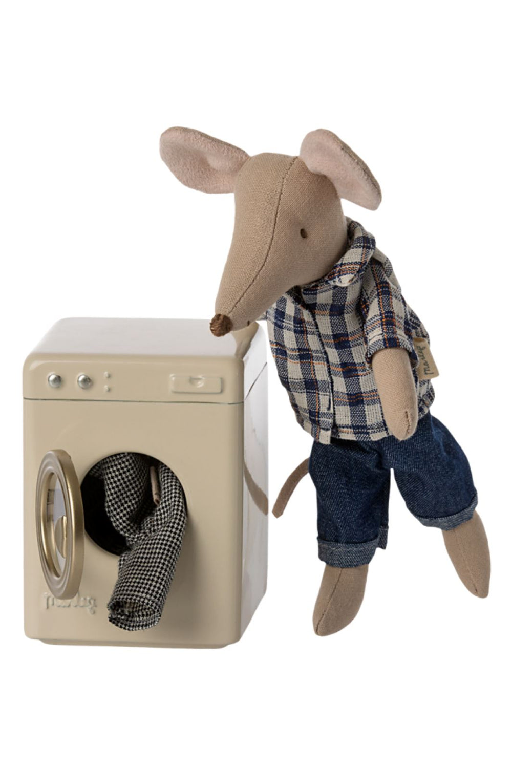 Maileg - Vaskemaskine, Mus - Råhvid Legetøj