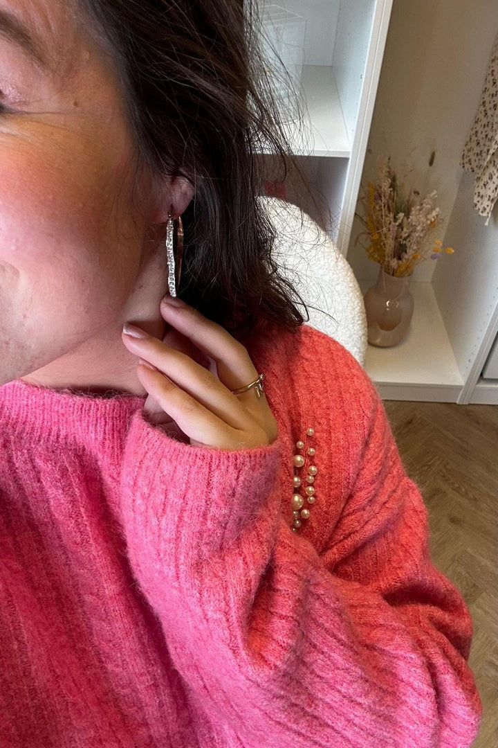 Mellow Moon - Heart Hoop Stone - Forgyldt Øreringe