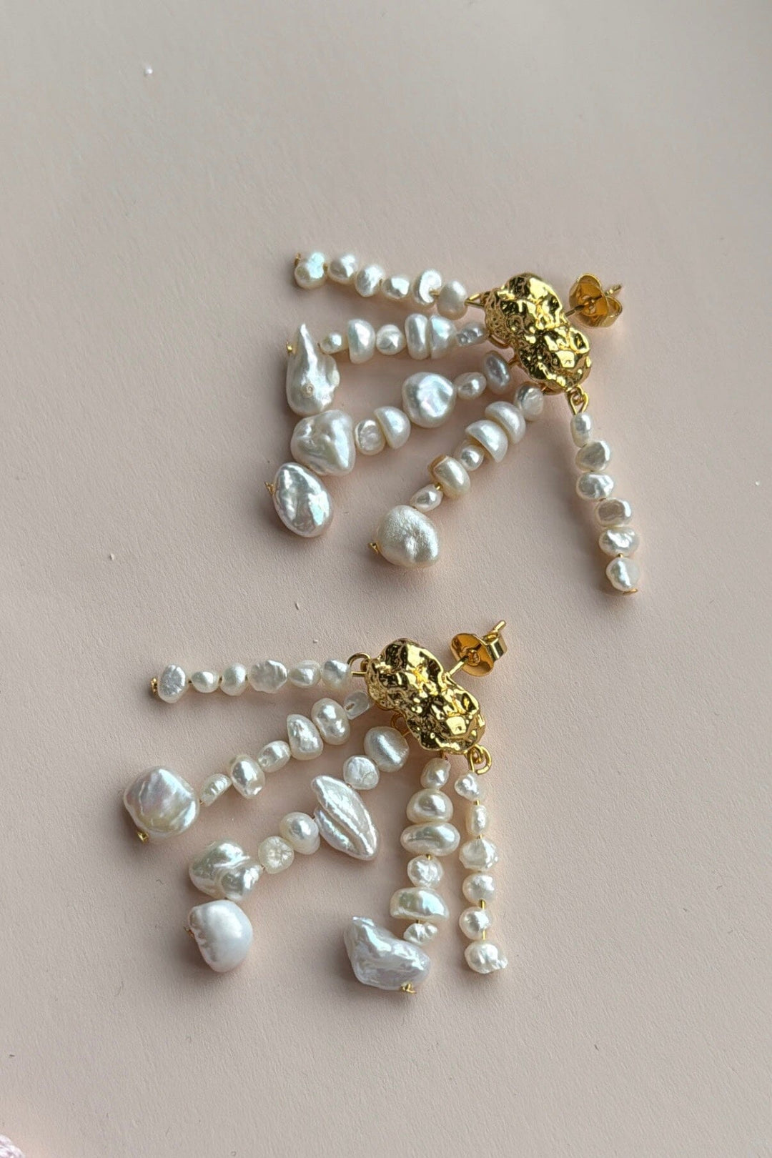 Mellow Moon - Ørestik Med 5 Rækker - Forgyldt Øreringe