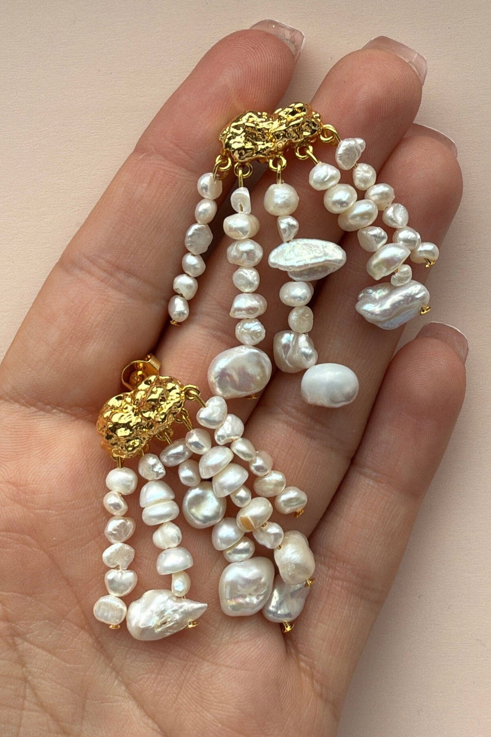 Mellow Moon - Ørestik Med 5 Rækker - Forgyldt Øreringe