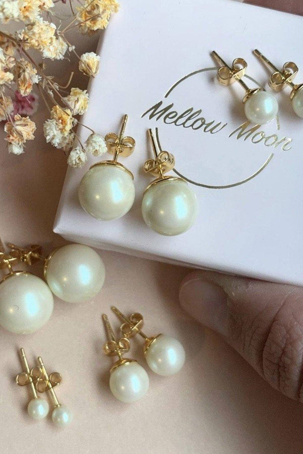 Mellow Moon - Perle Øreringe - Guld - (1 par) Øreringe