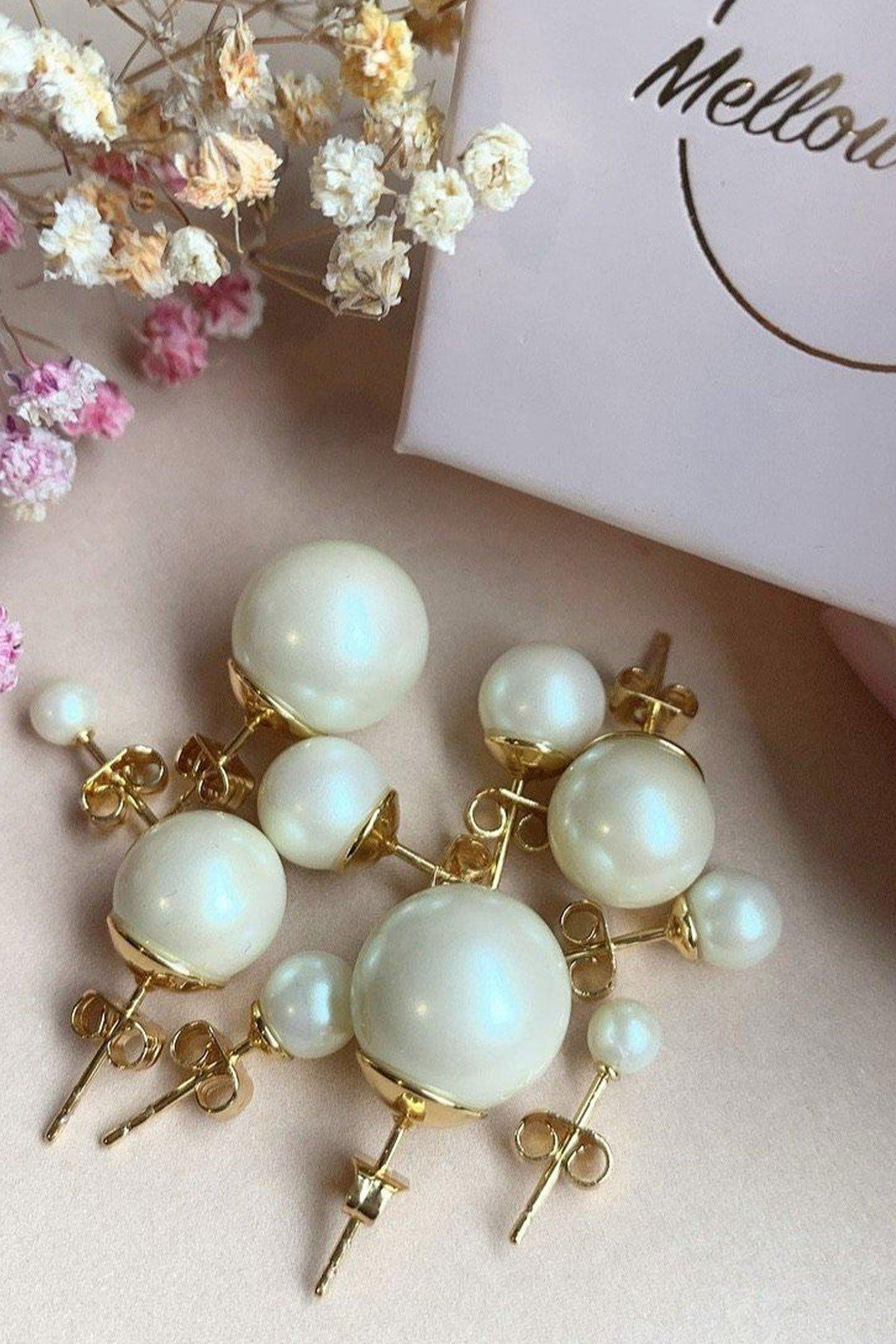 Mellow Moon - Perle Øreringe - Guld - (1 par) Øreringe