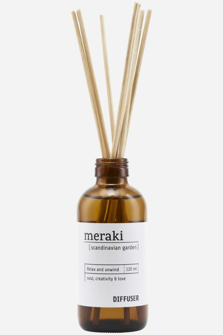 Meraki - Duftfrisker m. 7 pinde - Scandinavian Garden - 120 ml Duftfrisker