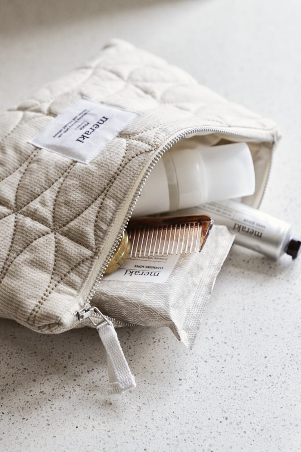 Meraki - Makeup pung, Mentha, Off white/safari - l: 30 cm, w: 3.5 cm, h: 20 cm Toilettasker