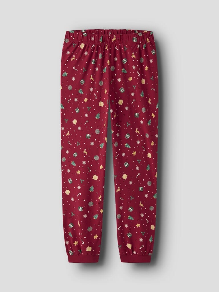 Name It - Nanvismas Ls Nightset - 4879866 Jester Red Xmas Aop Red Nattøj