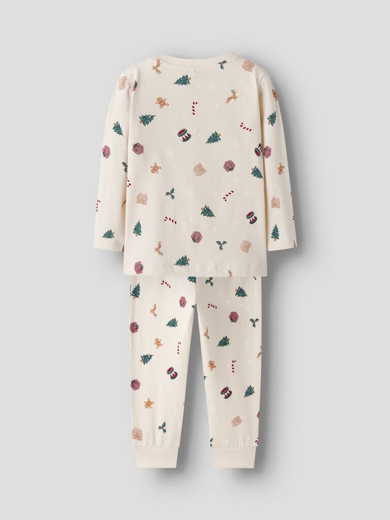 Name It - Nmnvismas Ls Nightset - 4918965 Whitecap Gray Xmas Aop Nattøj