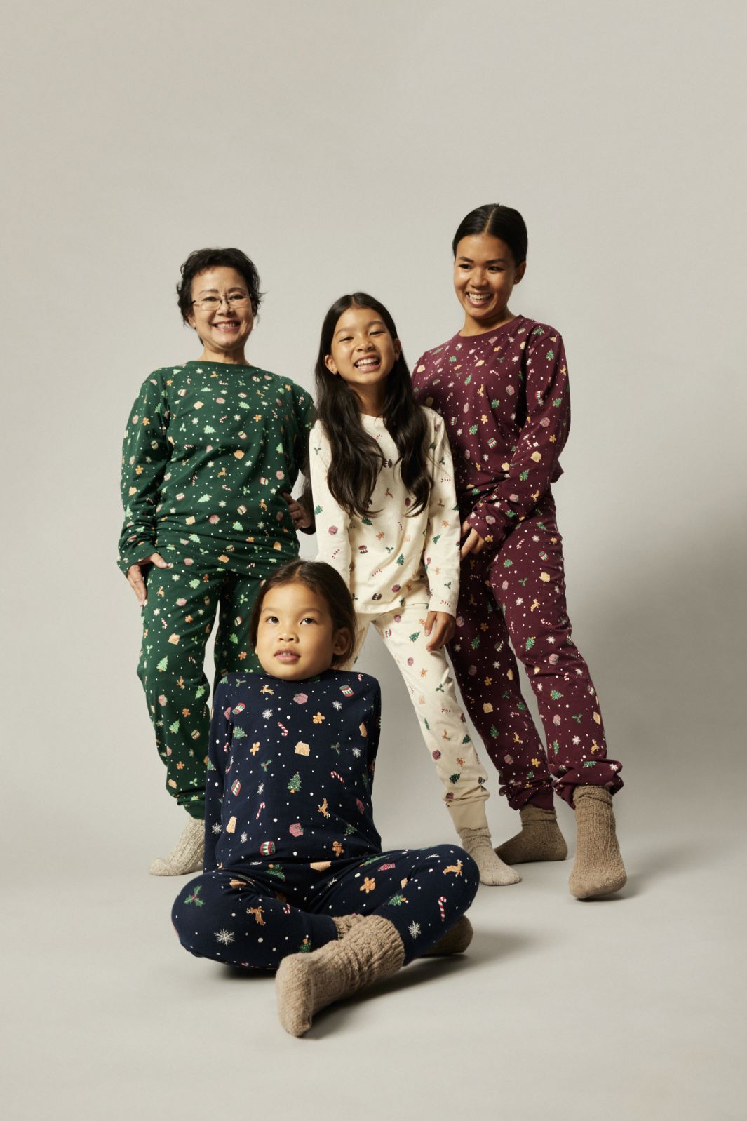 Name It - Nmnvismas Ls Nightset - 4918965 Whitecap Gray Xmas Aop Nattøj